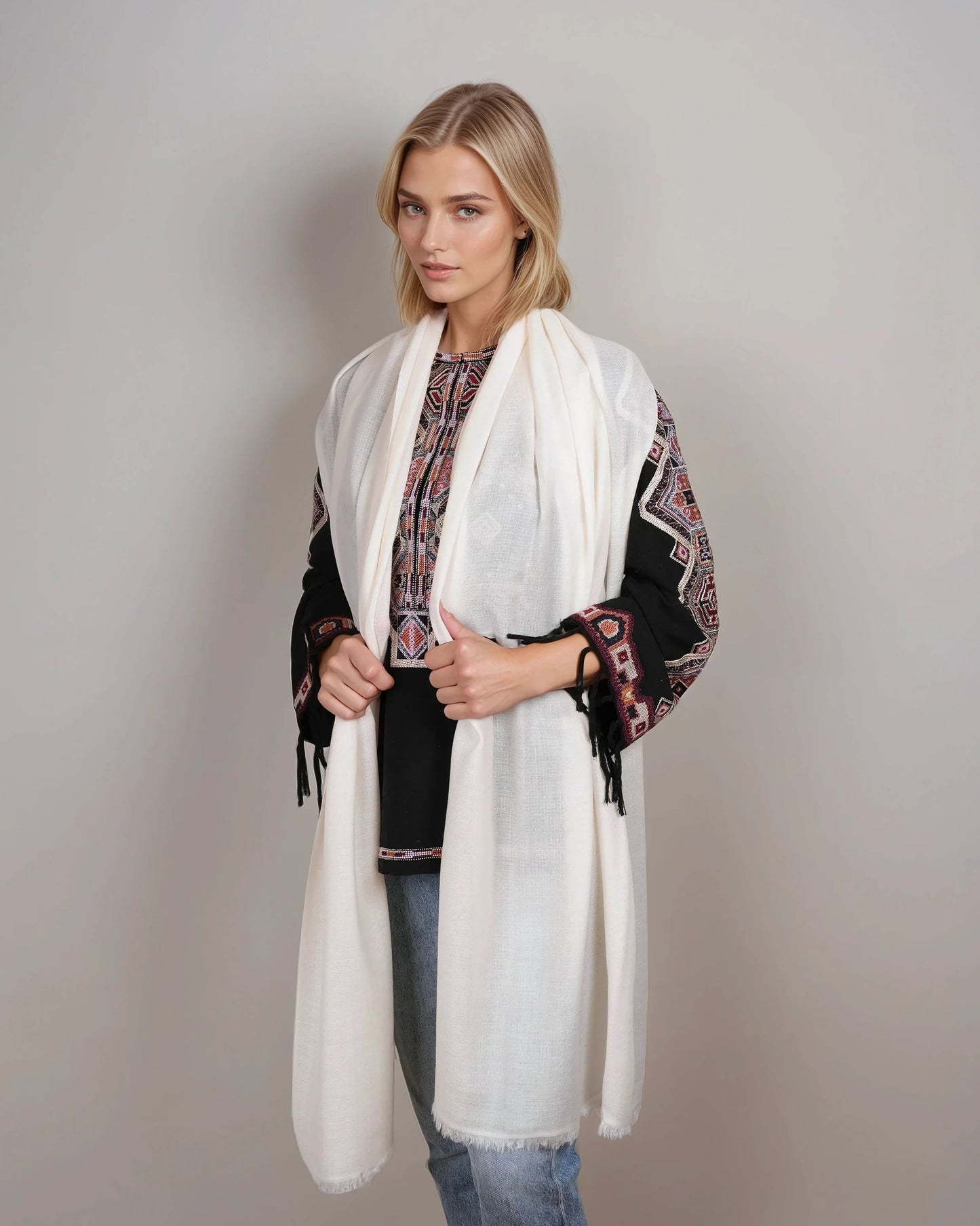 Ring-Pashmina crème