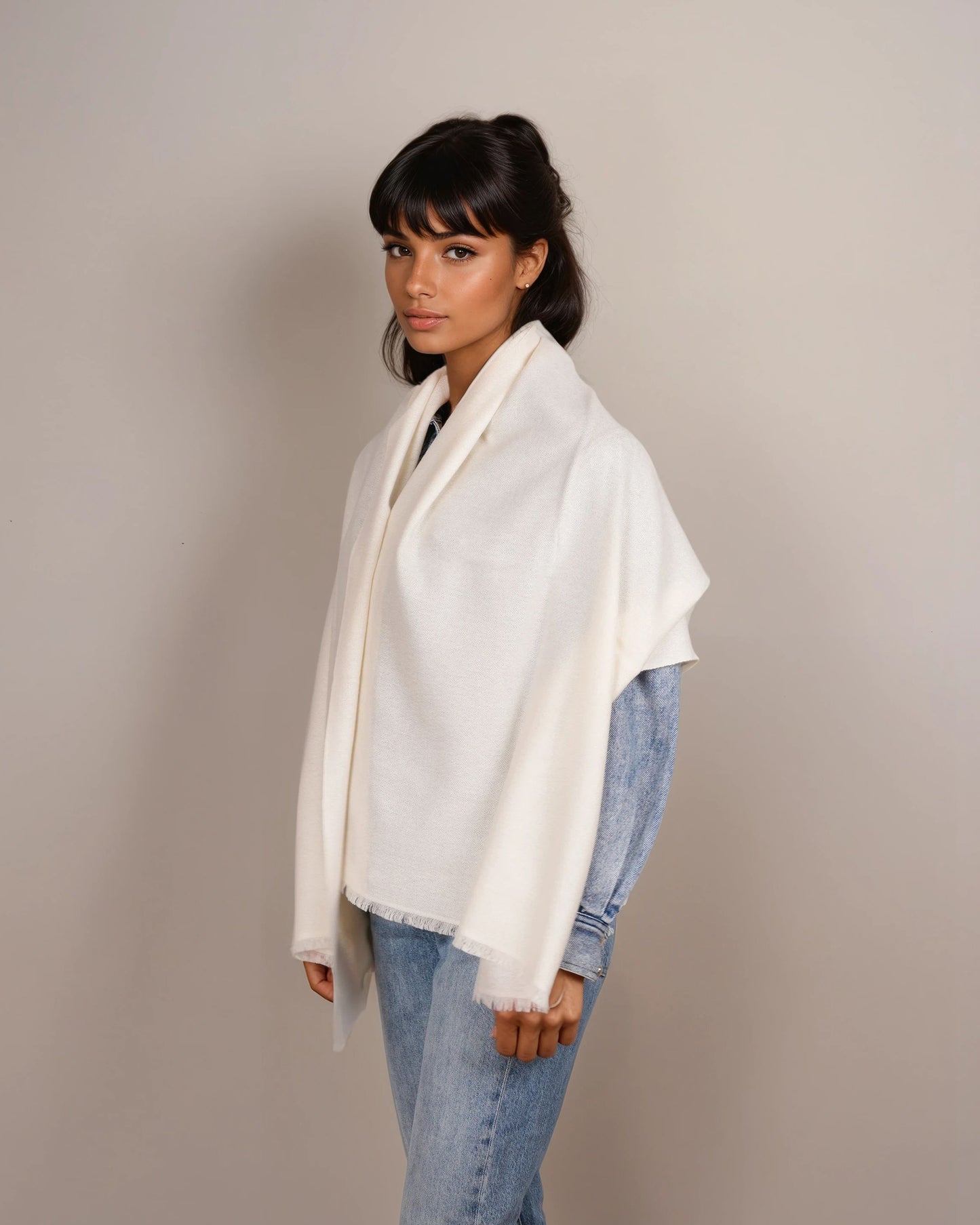 Pashmina 100% Kaschmir Schal crème