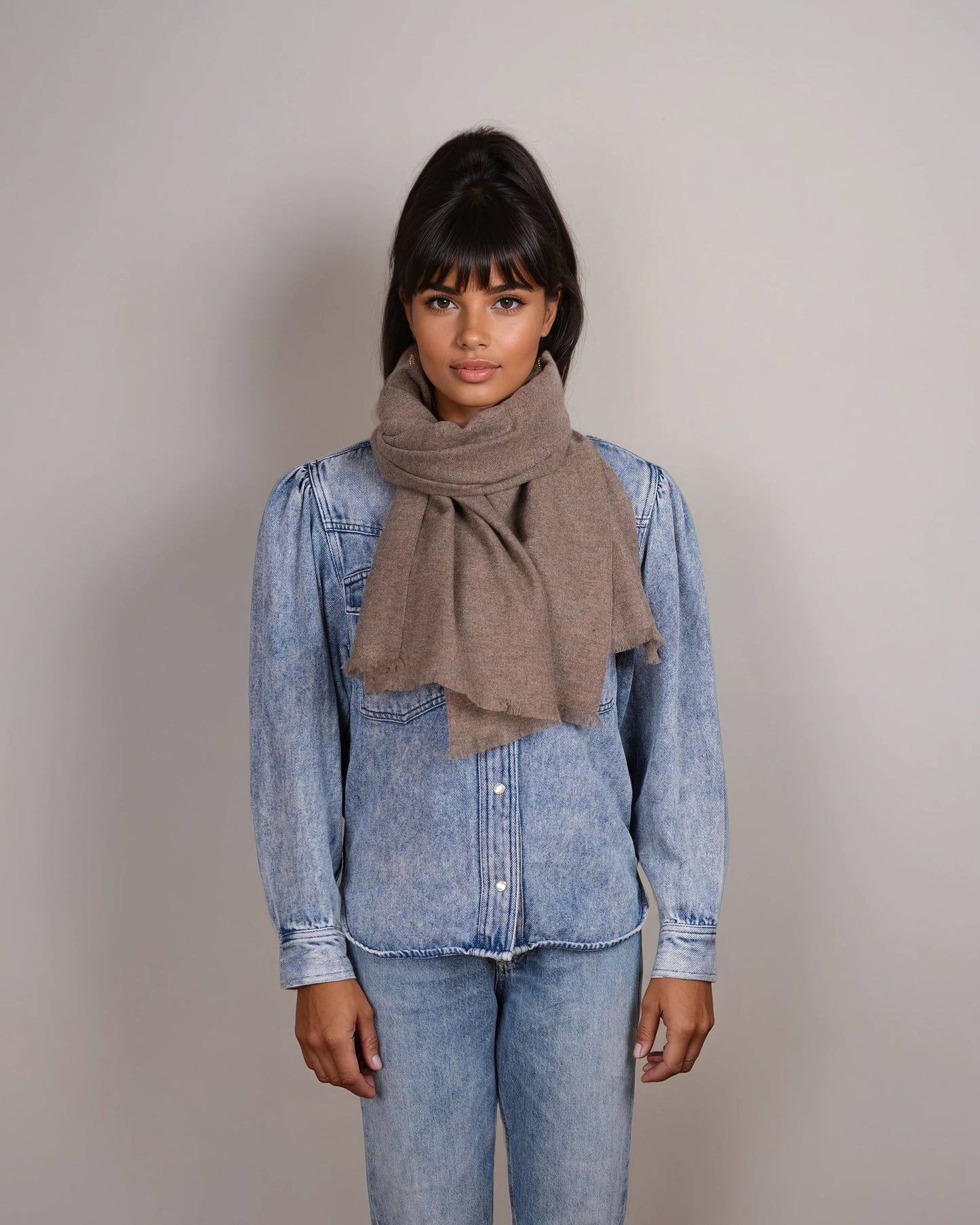 Pashmina 100% Kaschmir Schal natural coffee