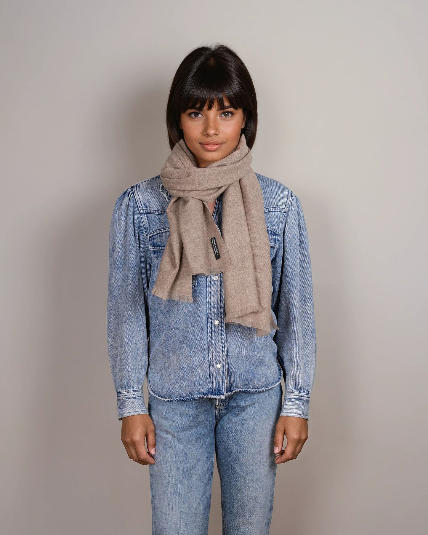 Pashmina 100% Kaschmir Schal natural coffee light