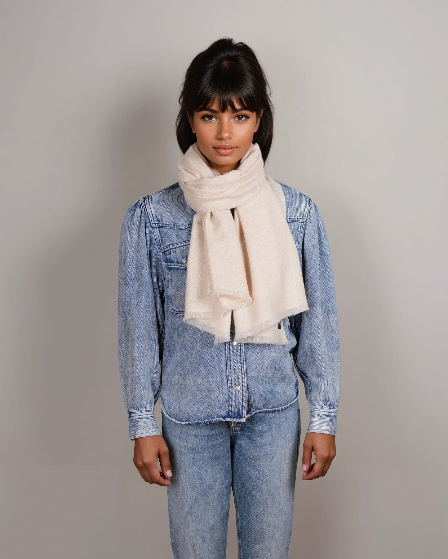 Pashmina 100% Kaschmir Schal natural beige