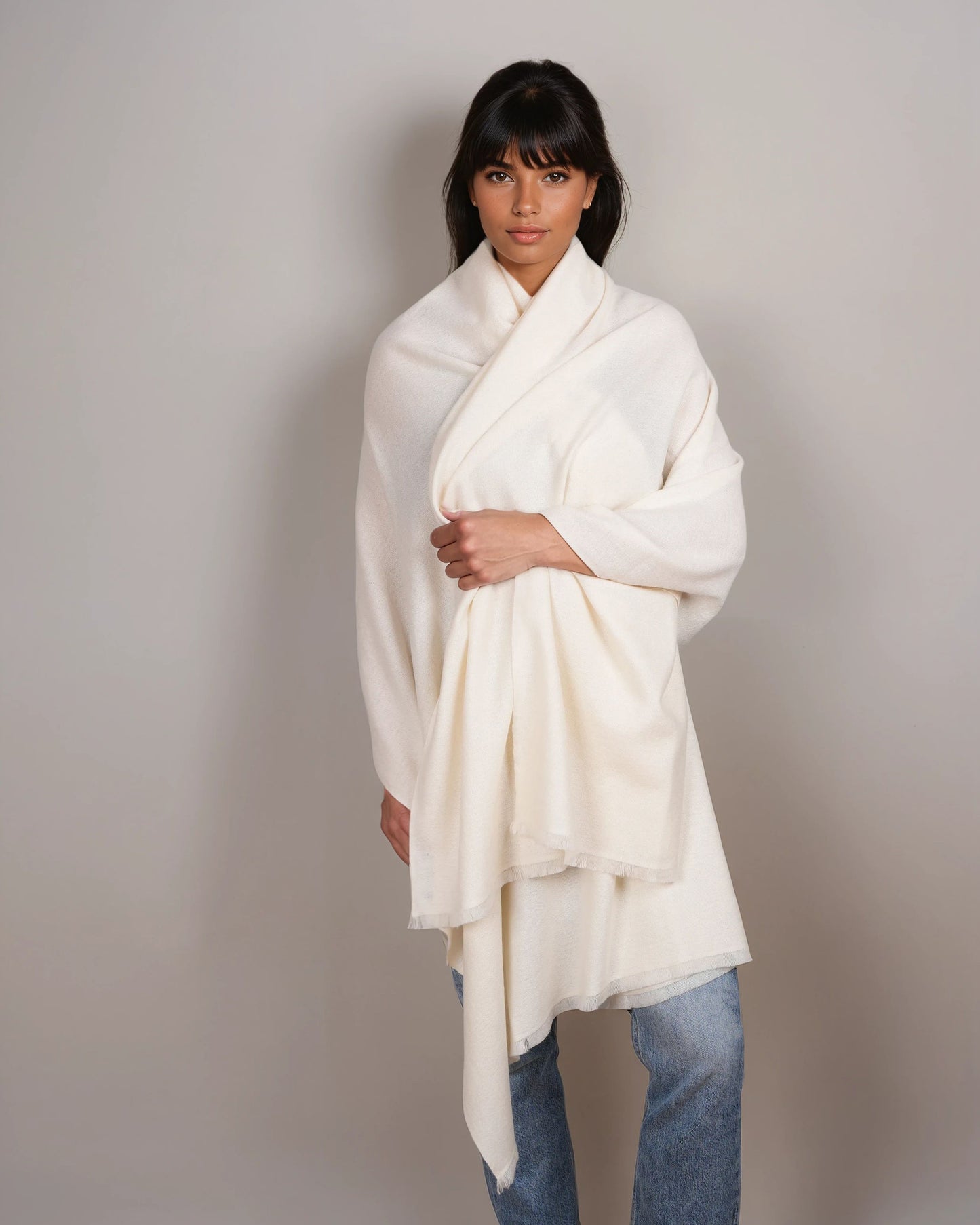 Pashmina 100% Kaschmir Stola crème