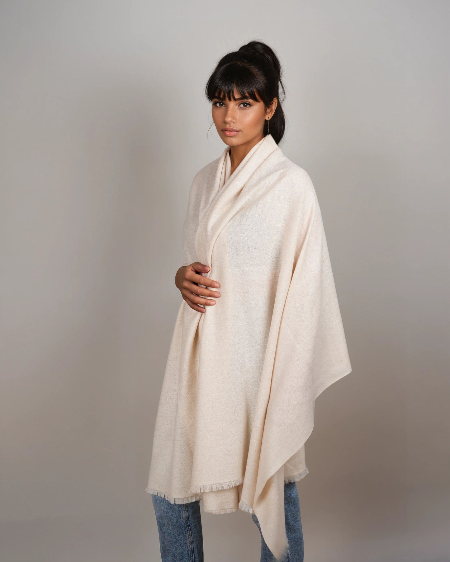 Pashmina 100% Kaschmir Stola natural beige