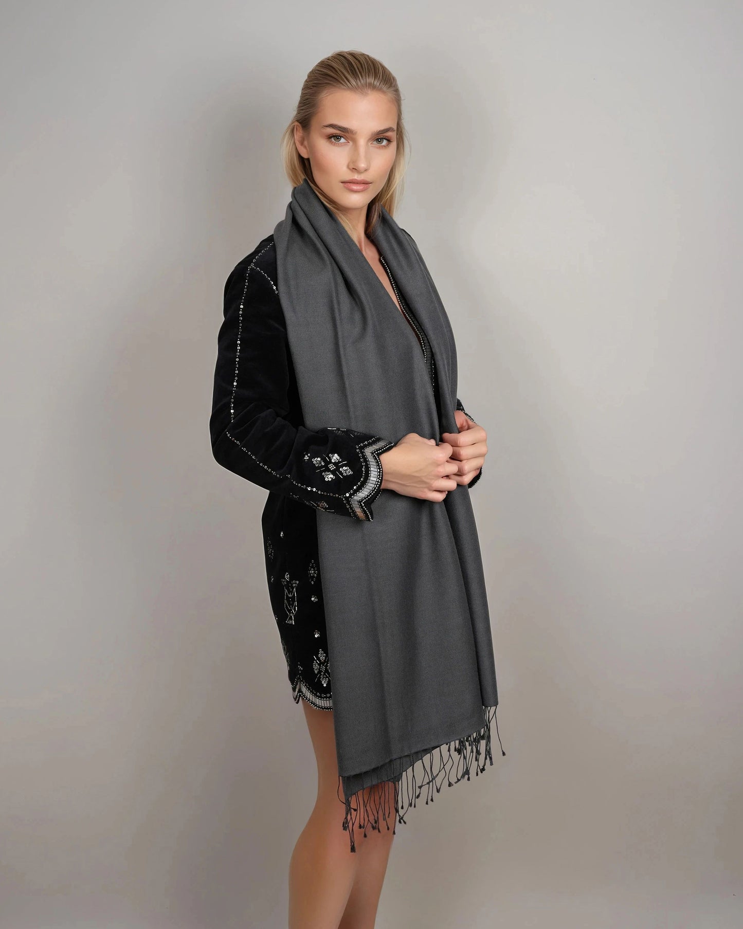 Pashmina 70% Kaschmir Classic slate grey