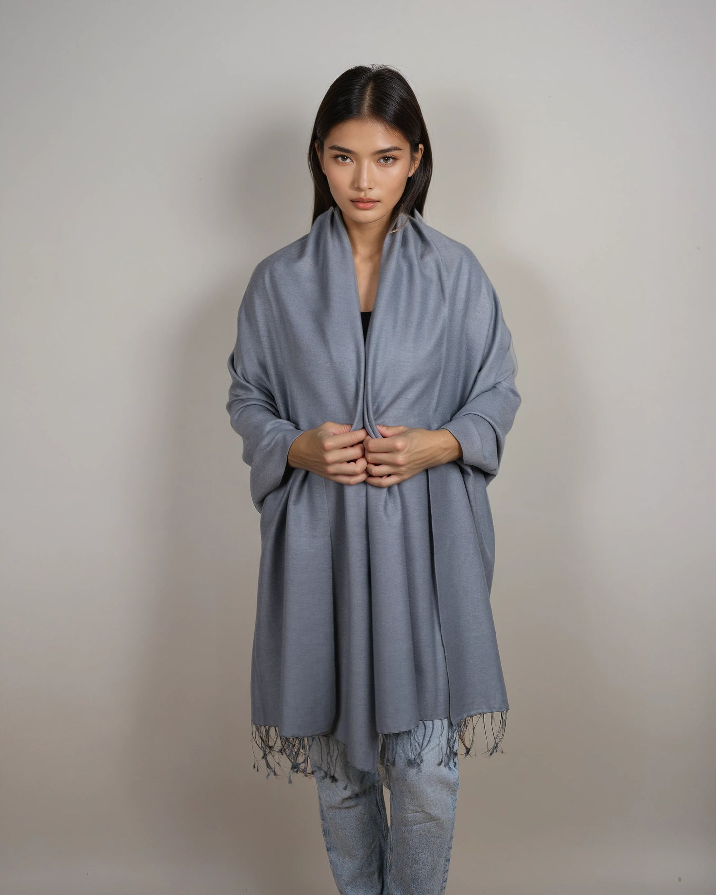 Pashmina 70% Kaschmir Stola granite