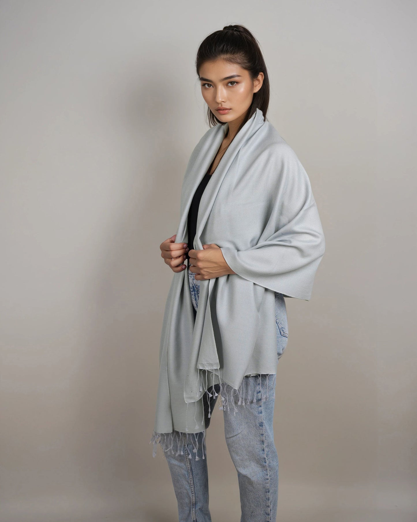 Pashmina 70% Kaschmir Stola sterling grey