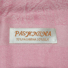 Etikett eines gefälschten Pashmina-Schals