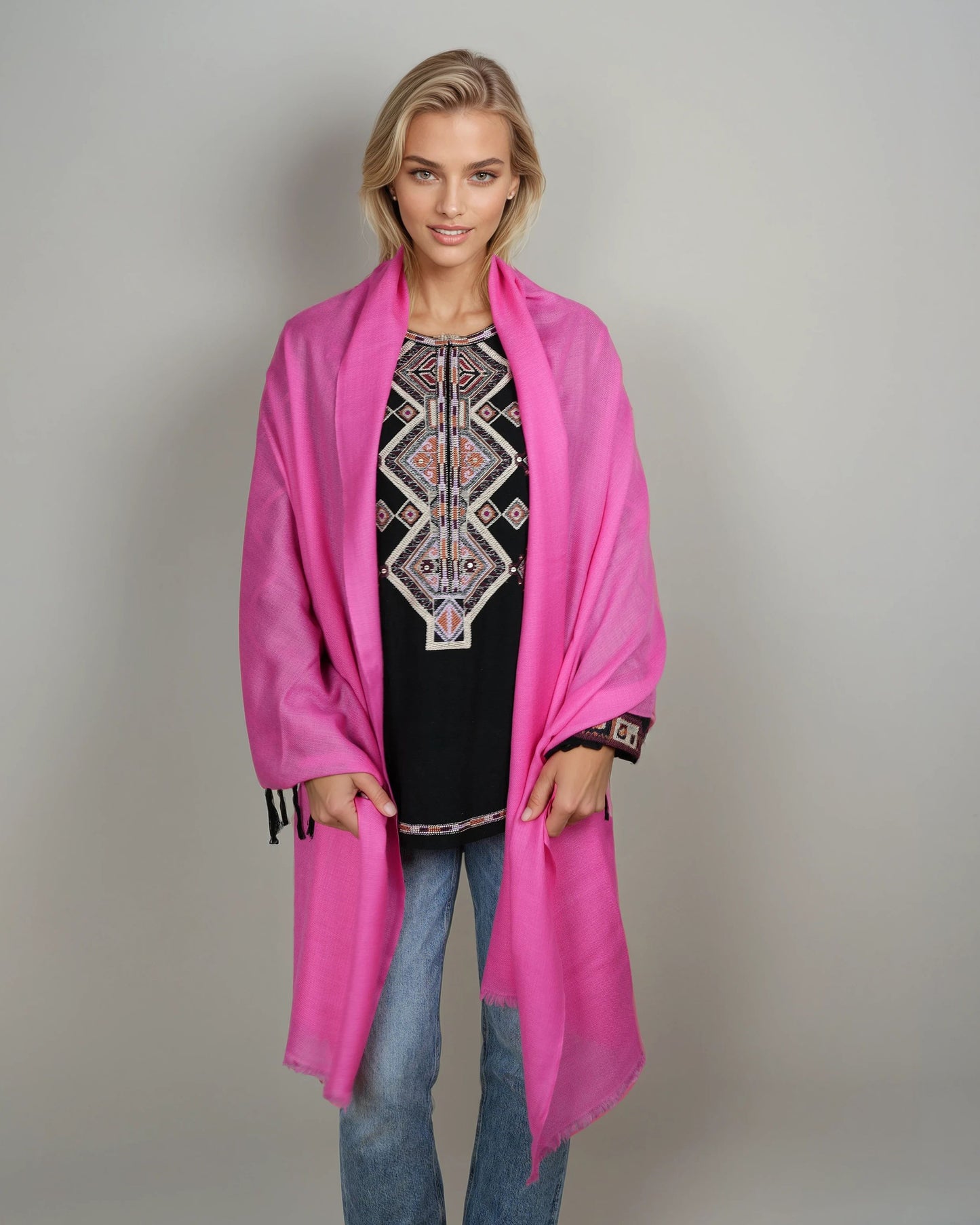 Ring-Pashmina raspberry pink