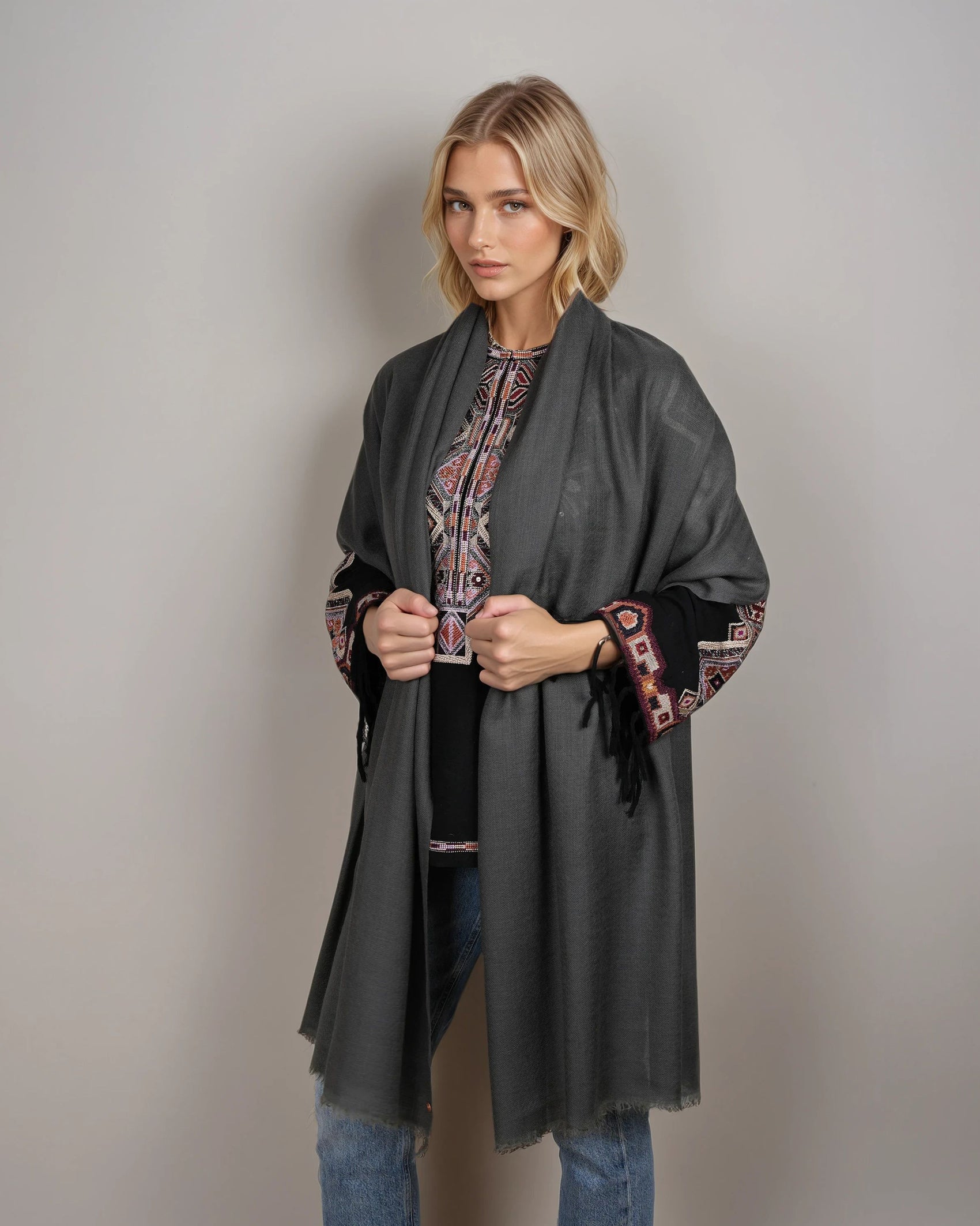 Ring-Pashmina slate grey