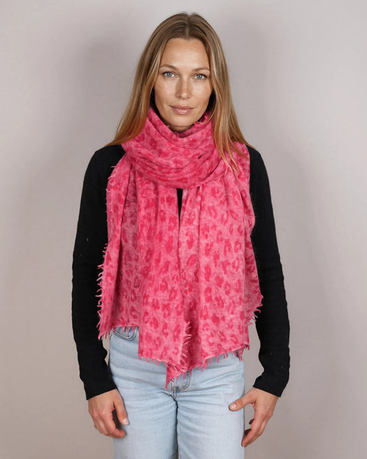 Leopard Pashmina Flamingo Pink