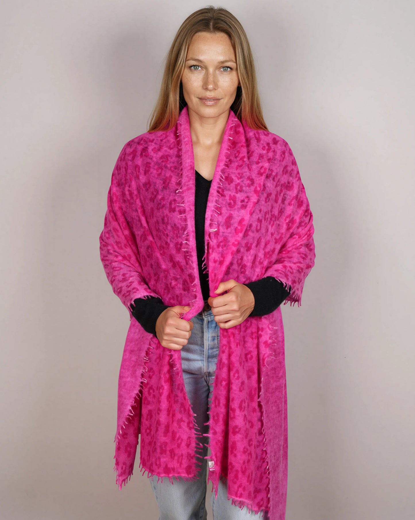 Leopard Pashmina Very Berry