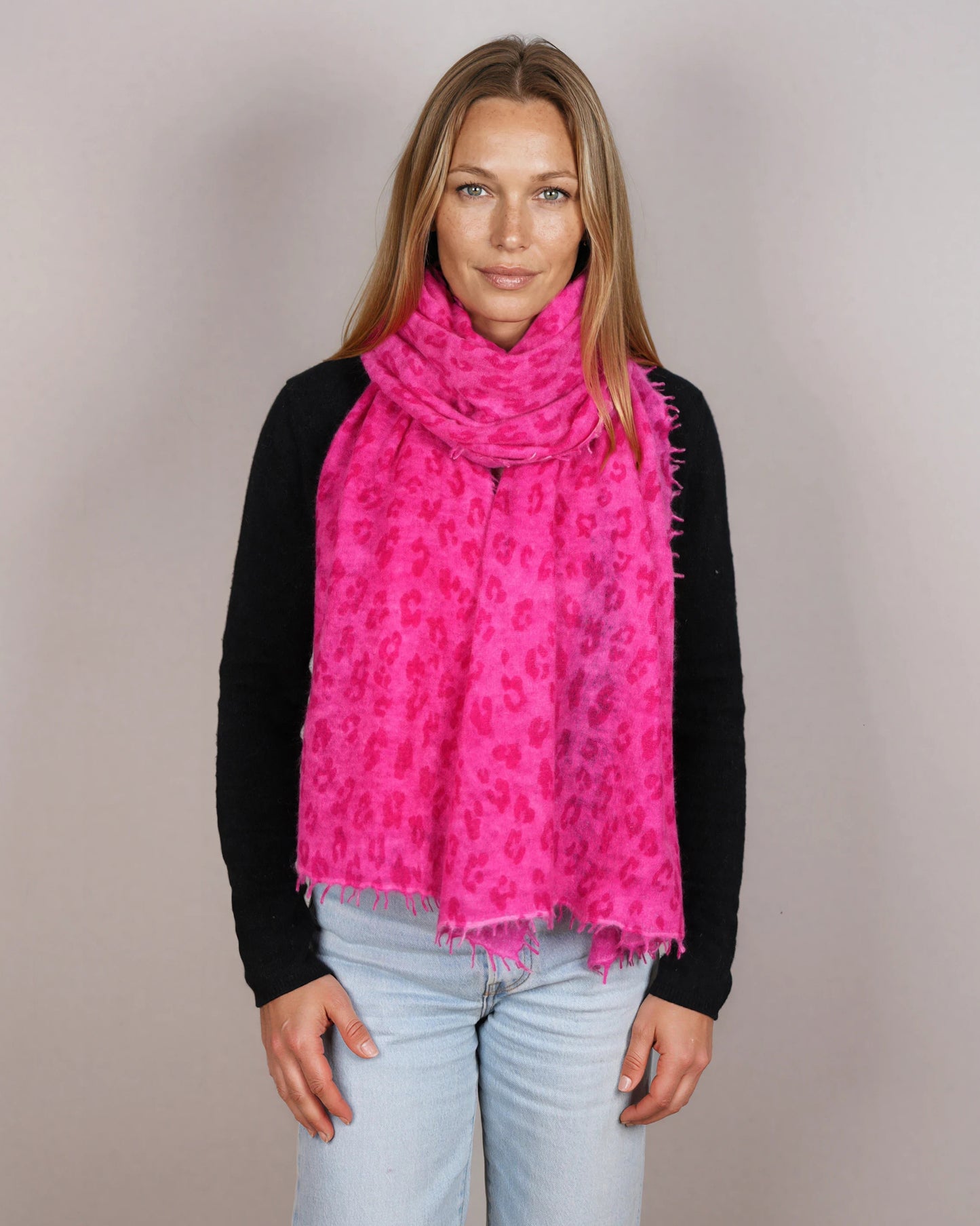Leopard Pashmina Very Berry