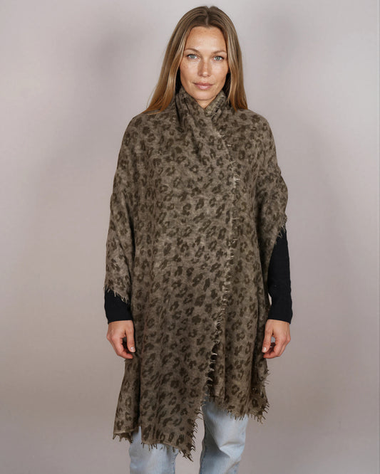 Leopard Pashmina Military Olive