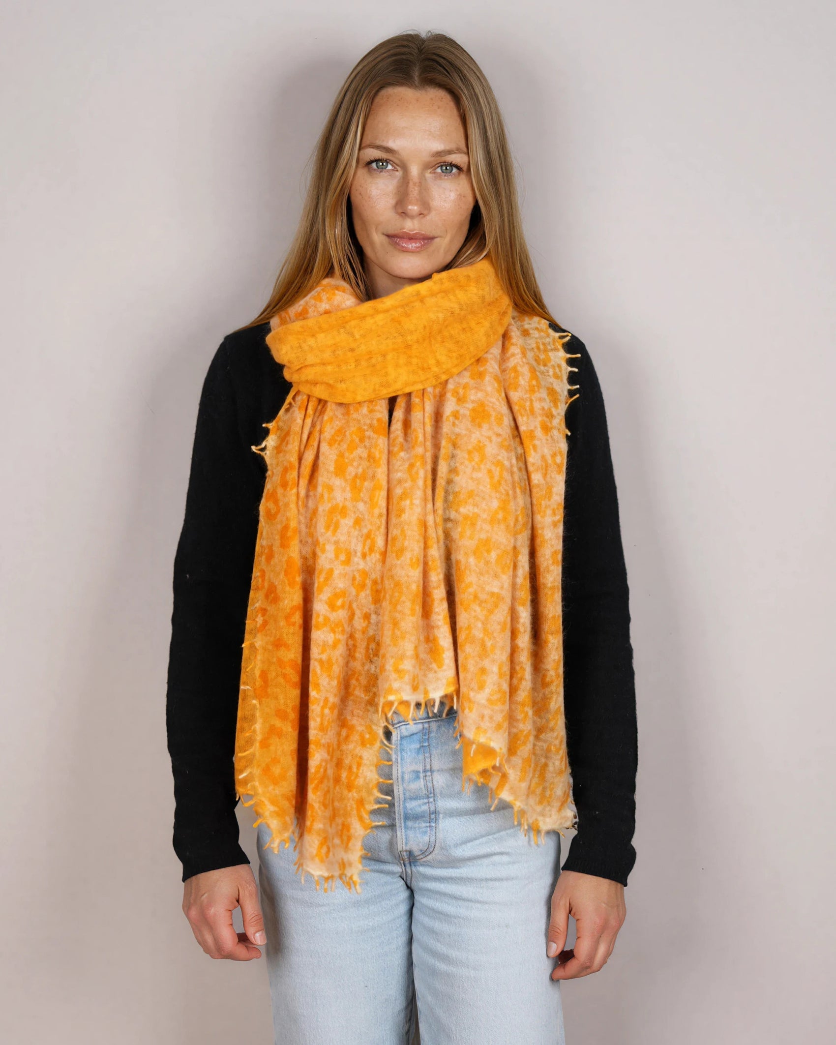 Leopard Pashmina Saffron