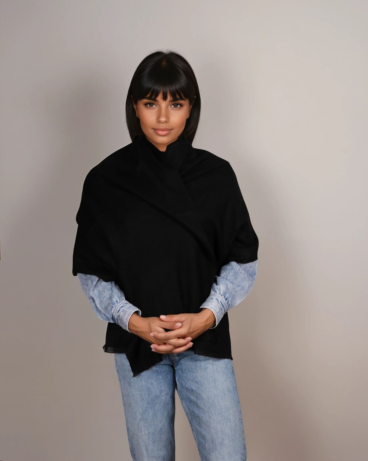 Pashmina 100% Kaschmir Schal black