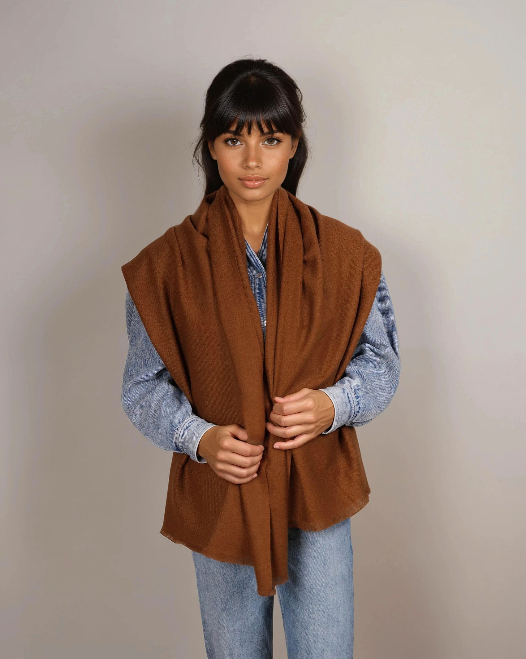 Pashmina 100% Kaschmir Schal bronze
