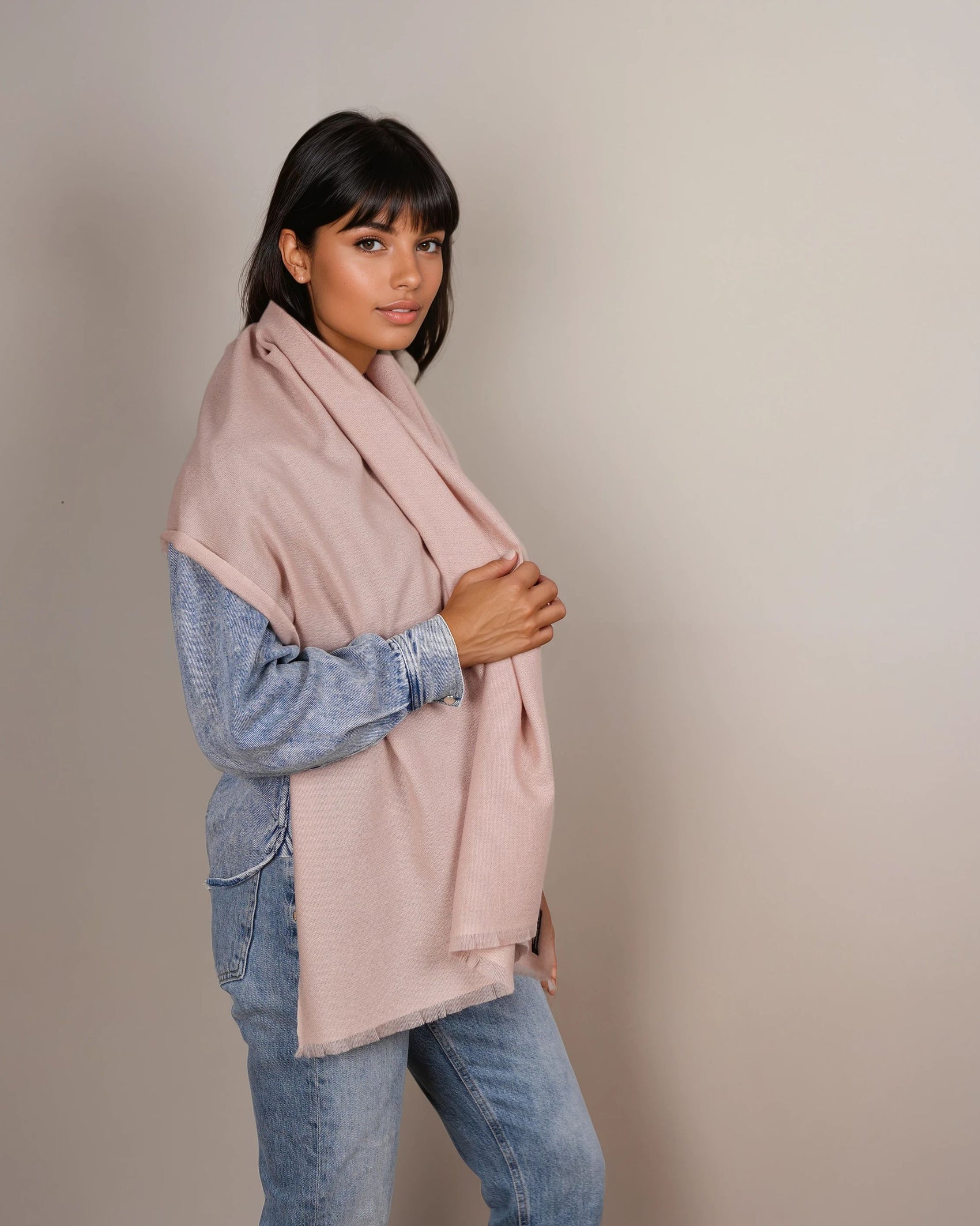 Pashmina 100% Kaschmir Schal cameo rosé