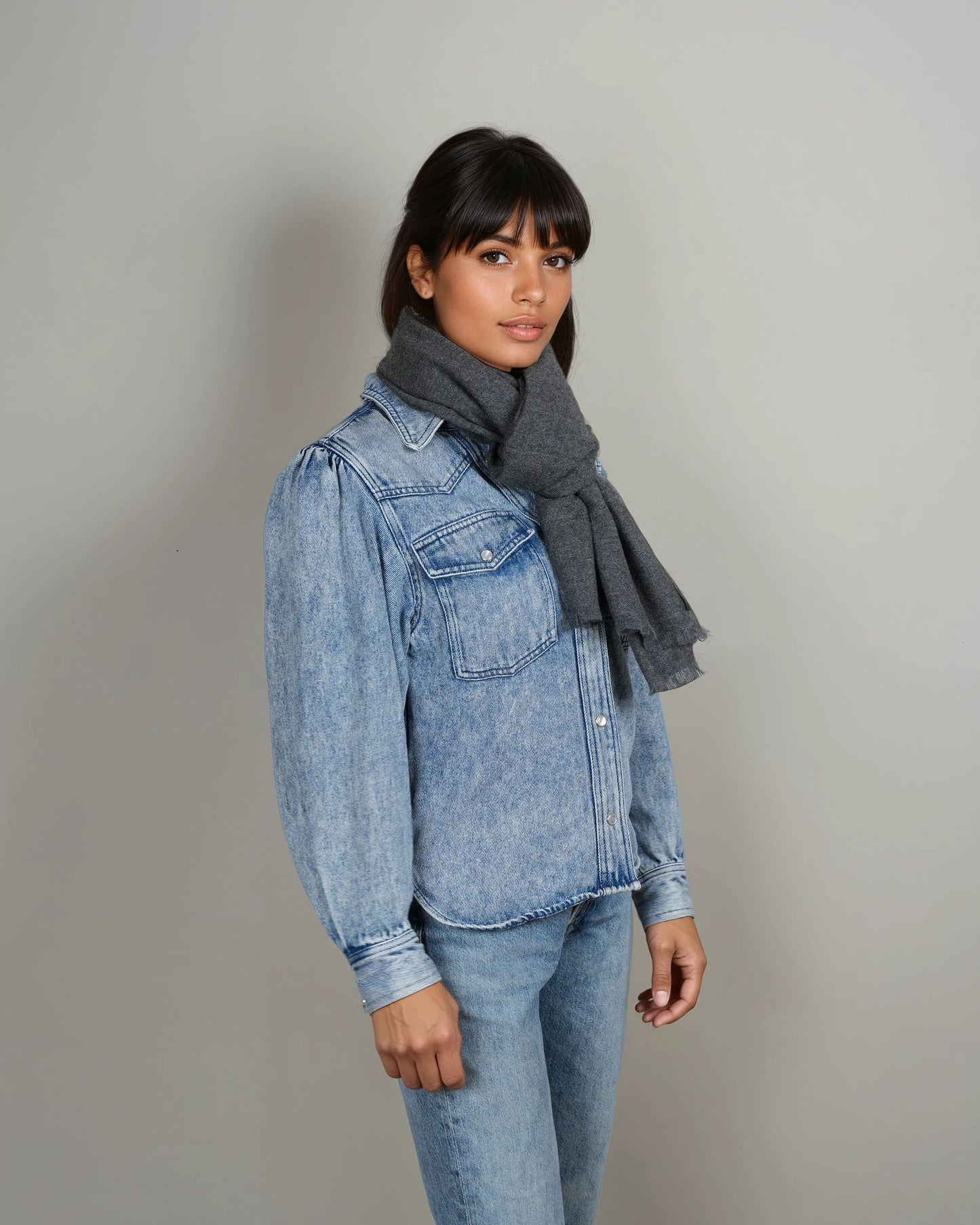Pashmina 100% Kaschmir Schal charcoal melange