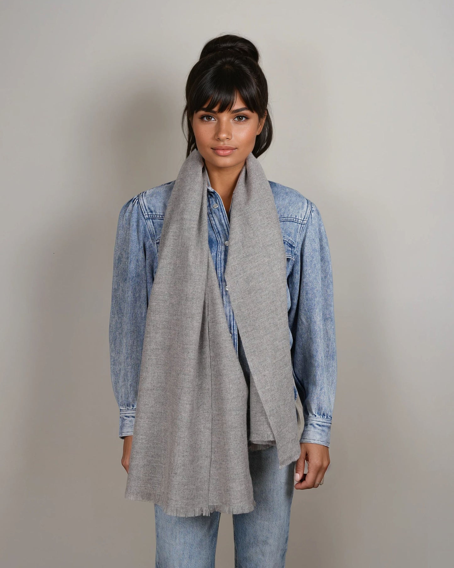 Pashmina 100% Kaschmir Schal grey melange