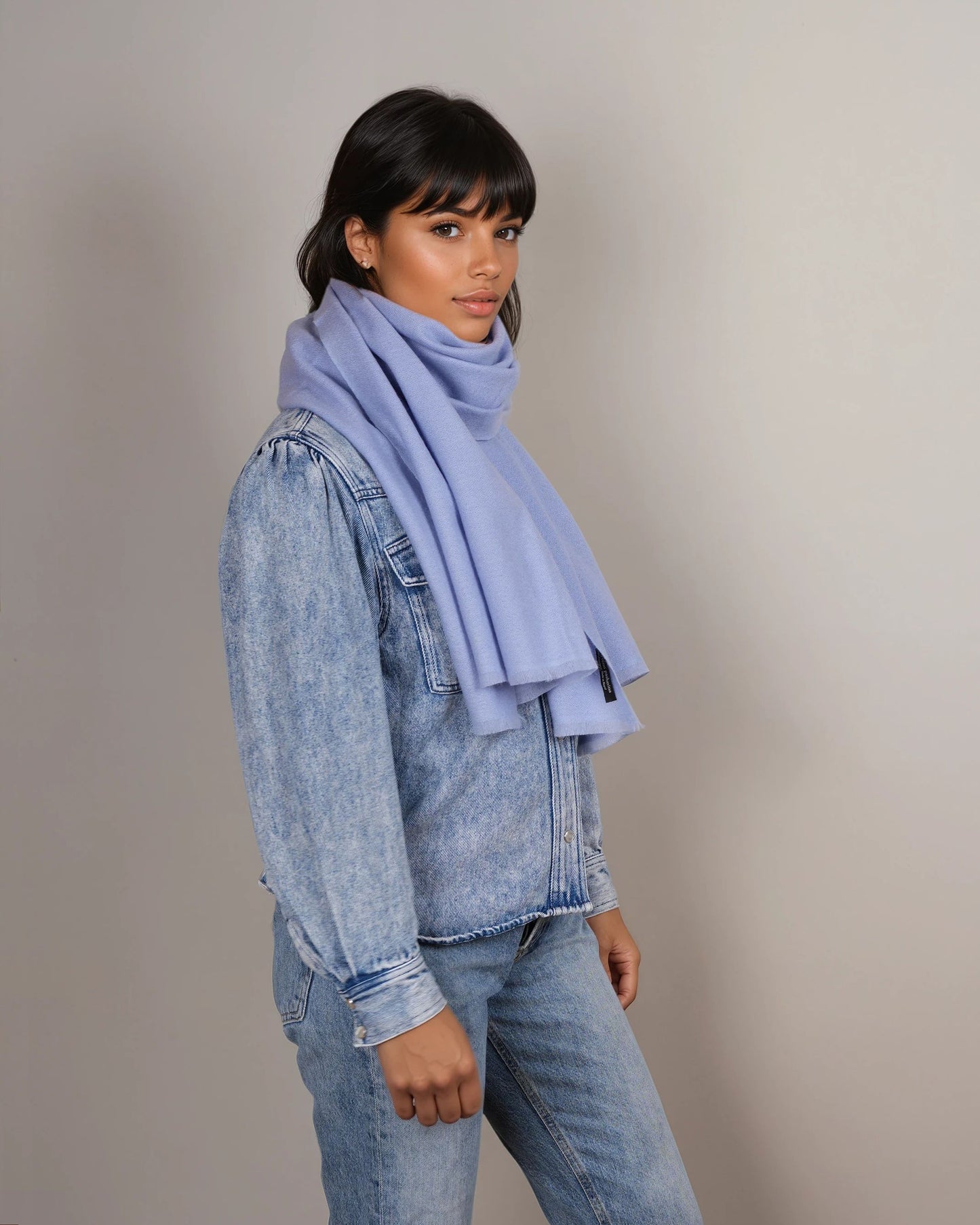 Pashmina 100% Kaschmir Schal oxford blue