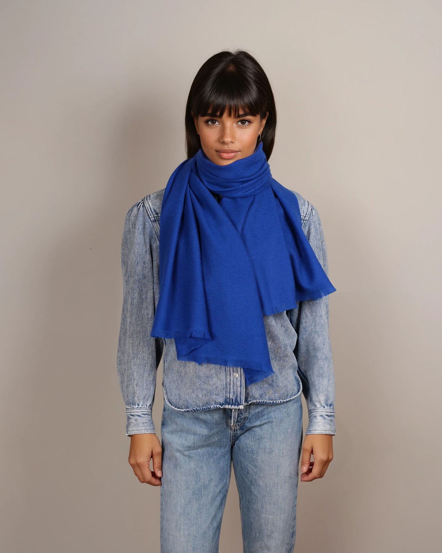 Pashmina 100% Kaschmir Schal royal blue