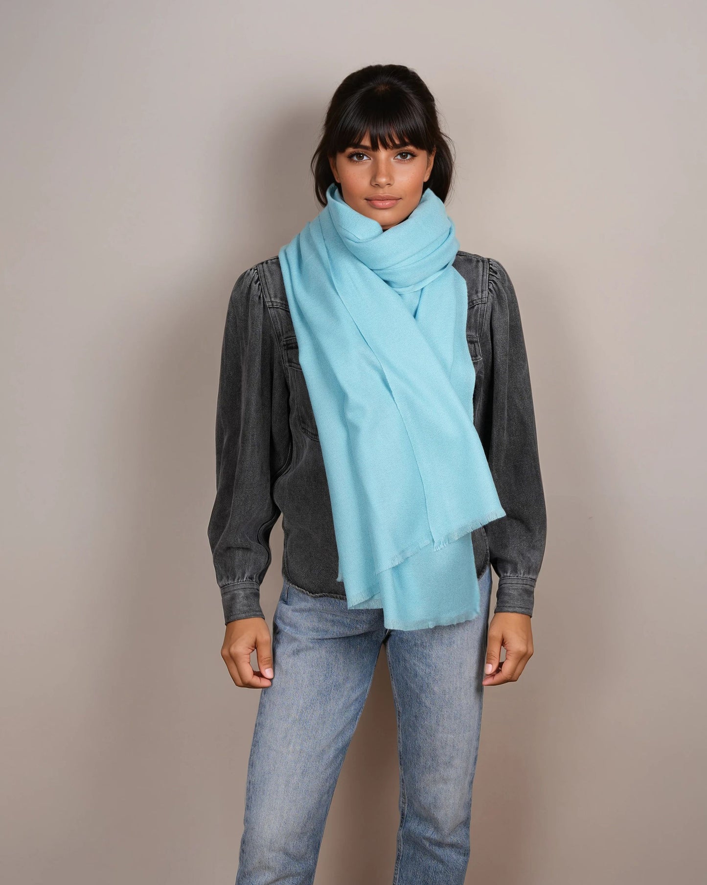 Pashmina 100% Kaschmir Stola aqua