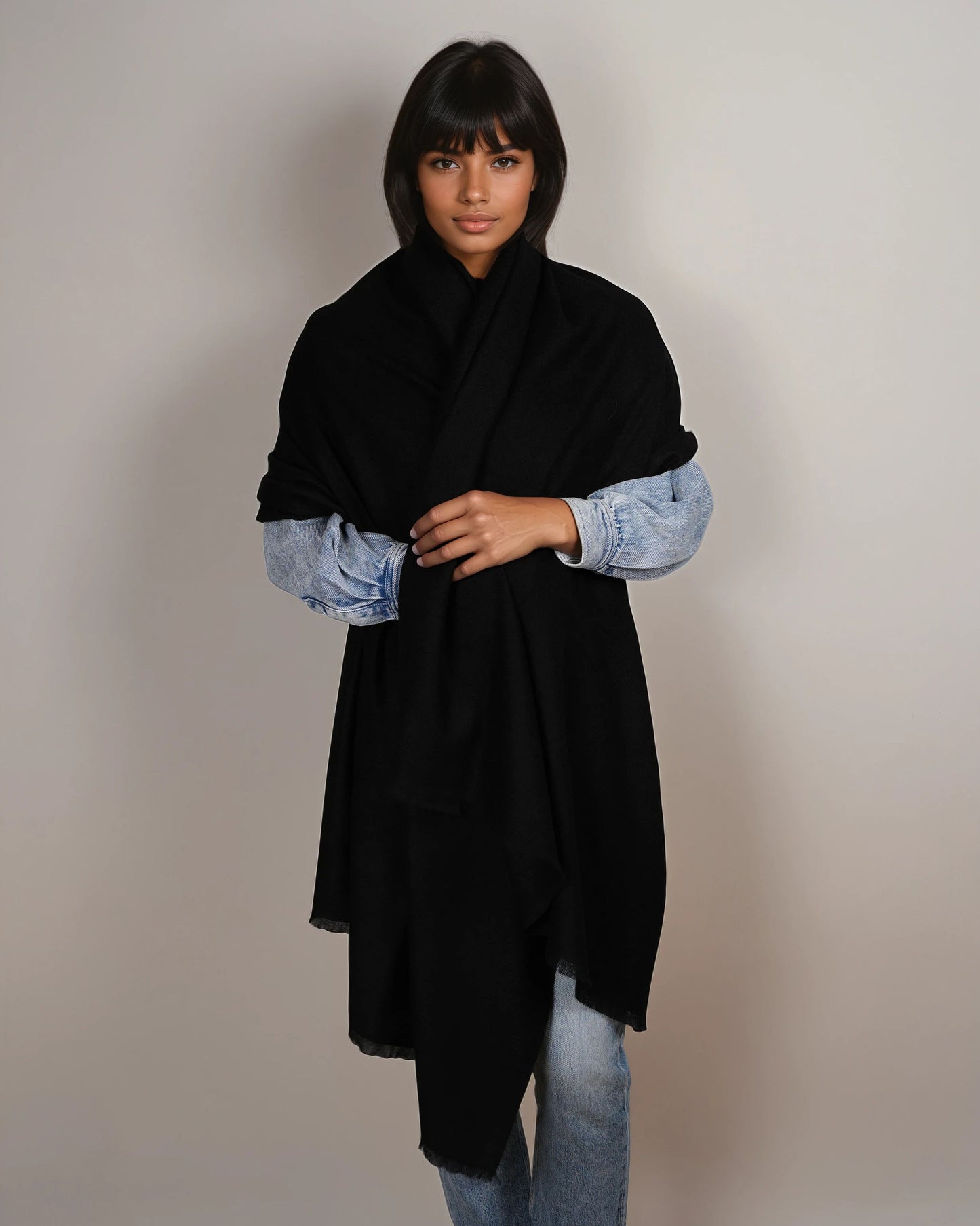 Pashmina 100% Kaschmir Stola black