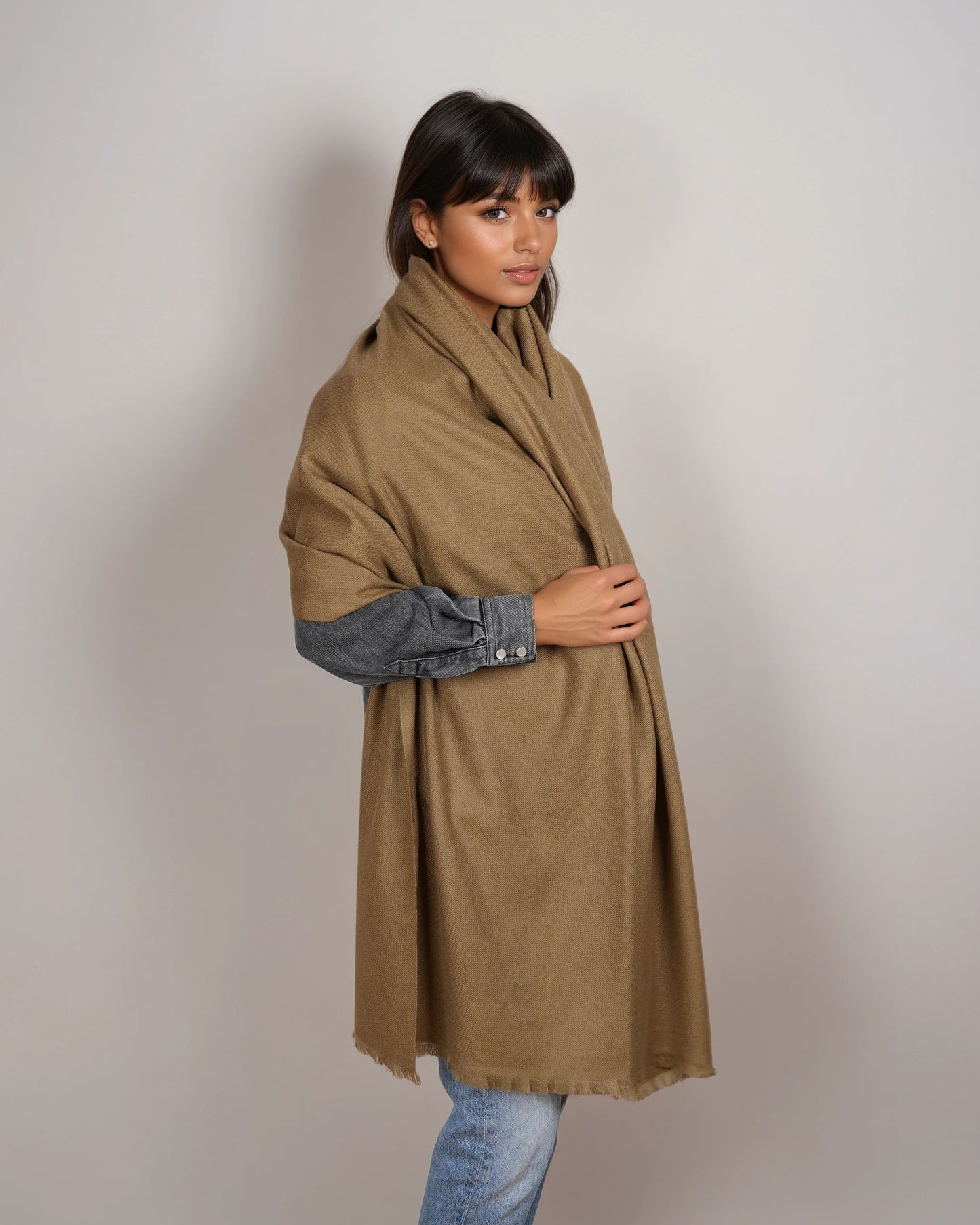 Pashmina 100% Kaschmir Stola butternut olive