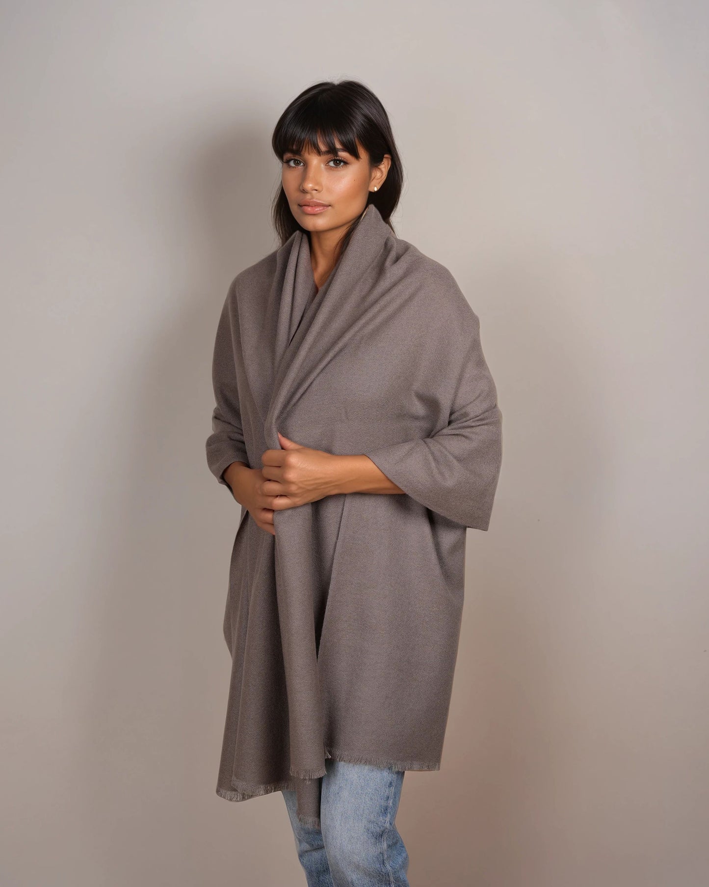 Pashmina 100% Kaschmir Stola fungi grey