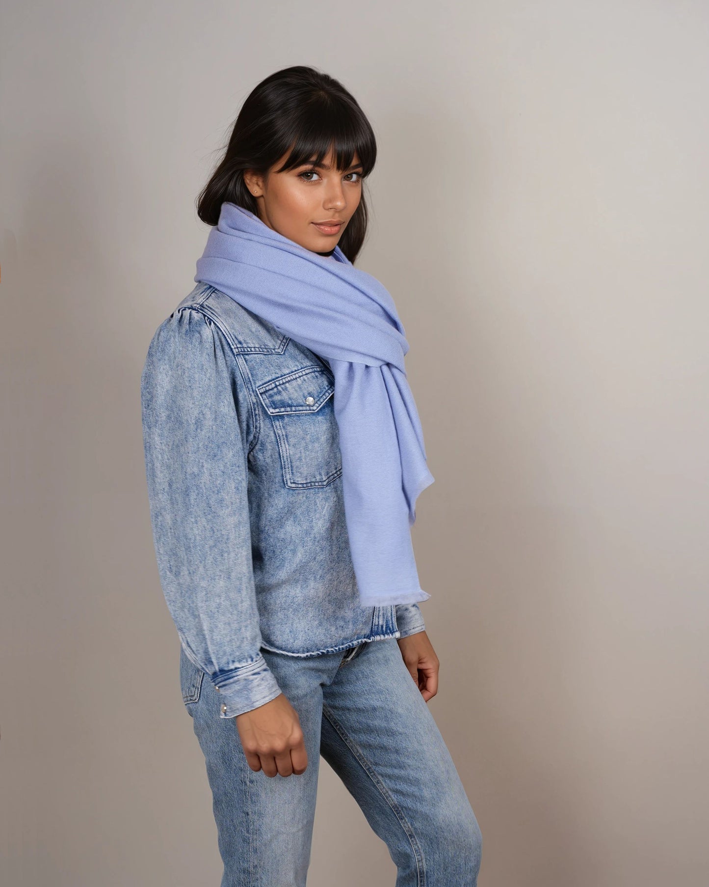 Pashmina 100% Kaschmir Stola oxford blue