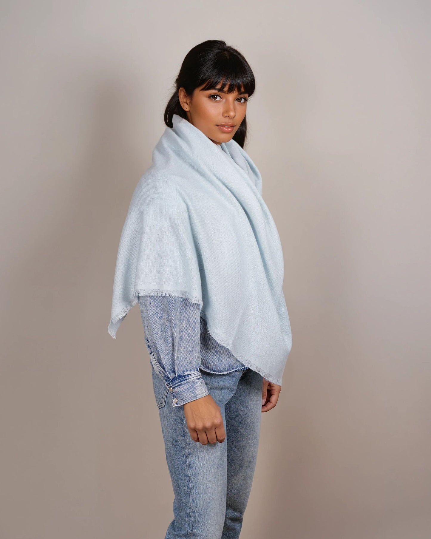 Pashmina 100% Kaschmir Stola pastel blue
