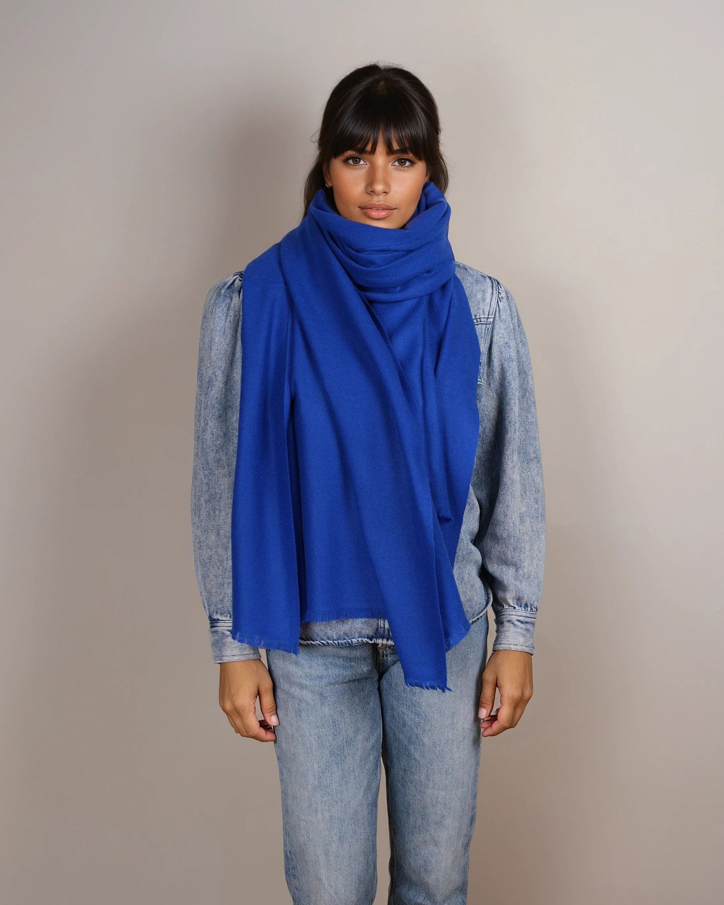 Pashmina 100% Kaschmir Stola royal blue