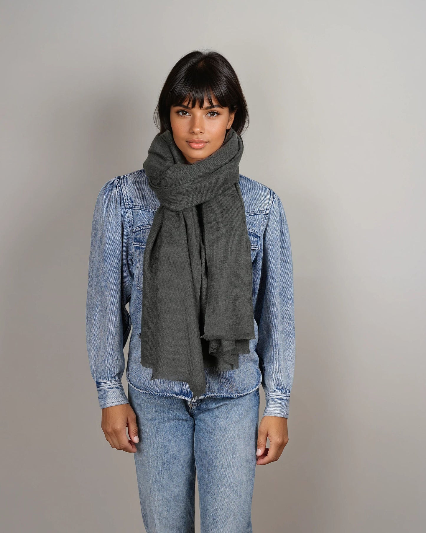 Pashmina 100% Kaschmir Stola slate grey