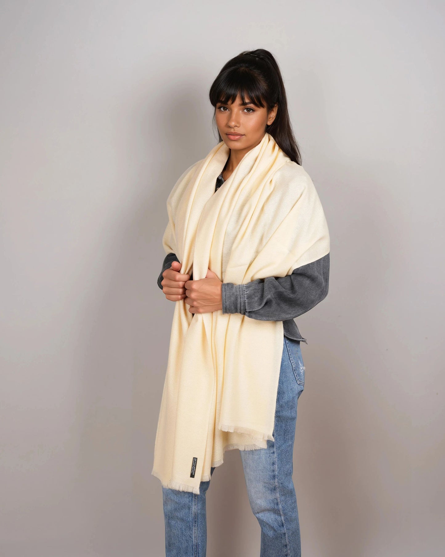 Pashmina 100% Kaschmir Stola vanilla