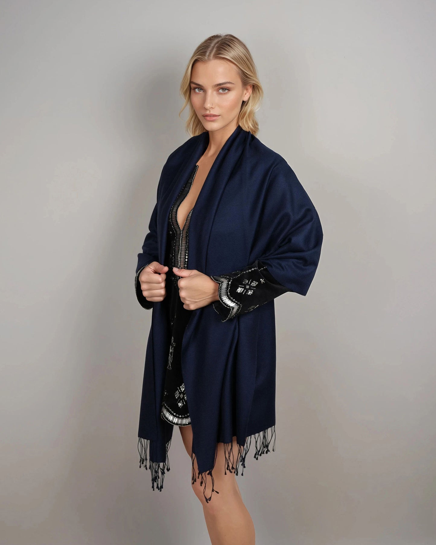 Pashmina 70% Kaschmir Classic blue nights