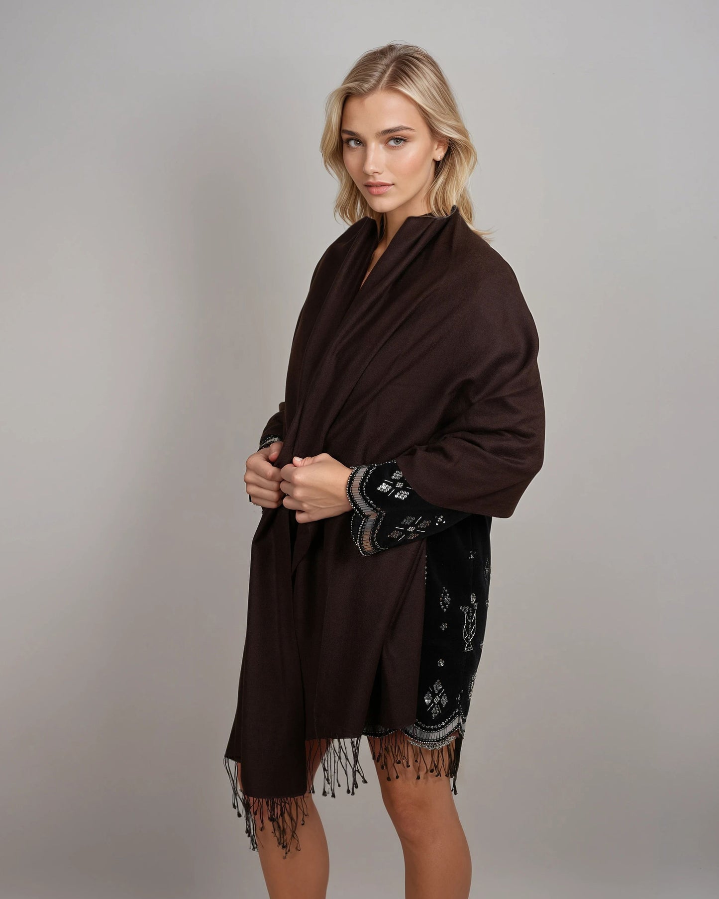 Pashmina 70% Kaschmir Classic coffee bean