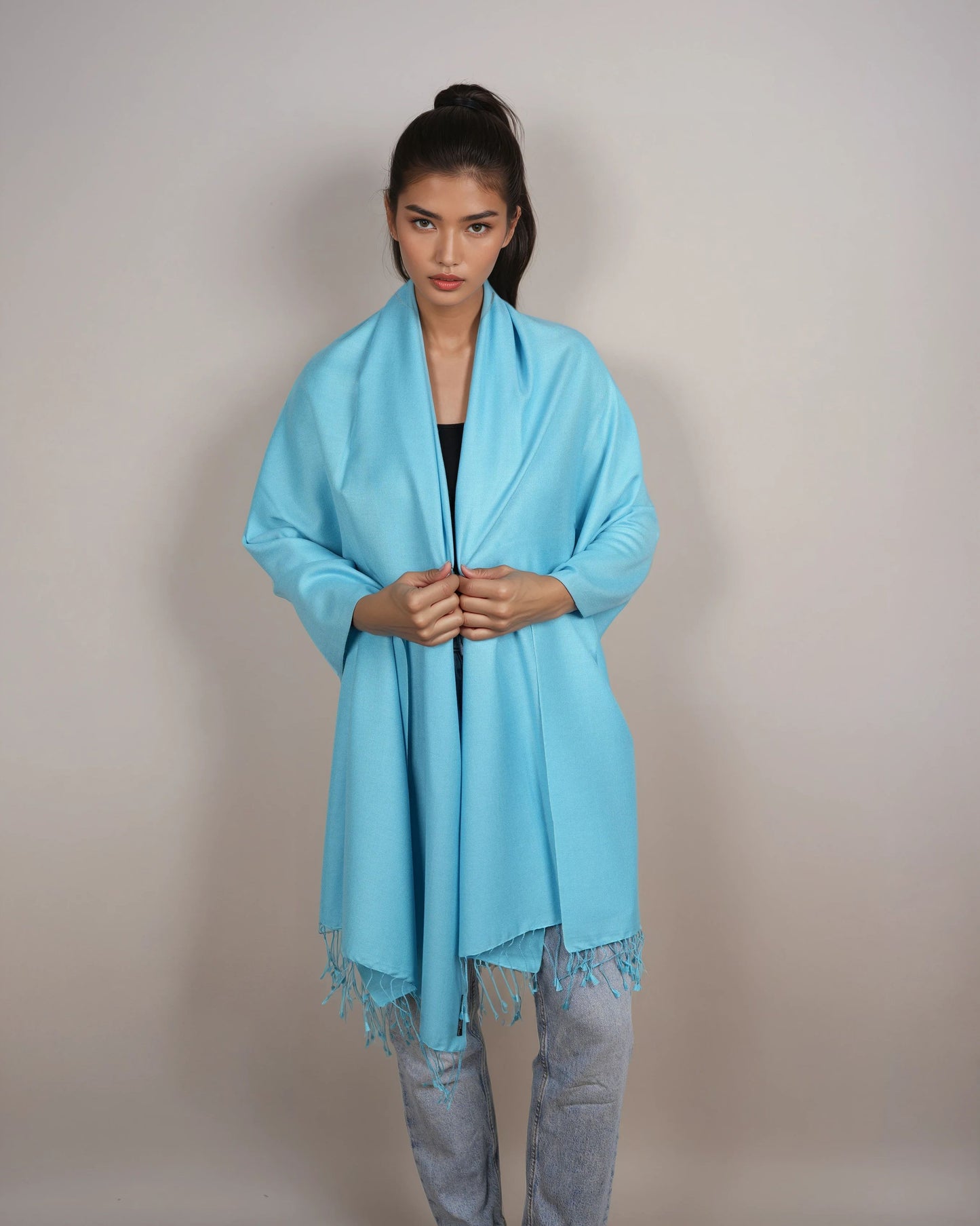 Pashmina 70% Kaschmir Stola aqua