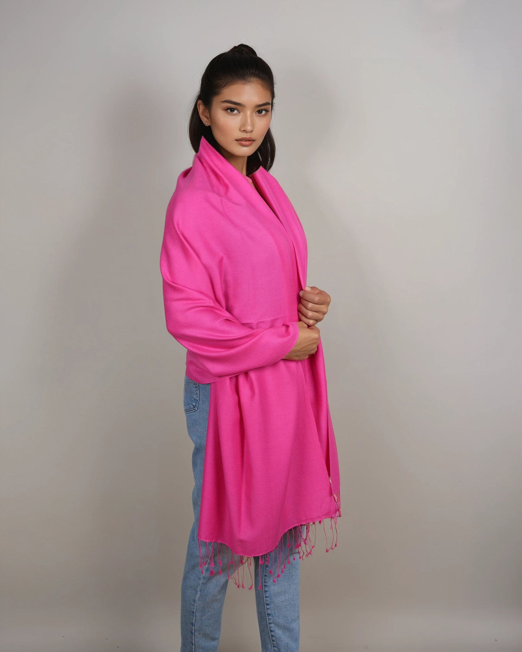 Pashmina 70% Kaschmir Stola beetroot purple