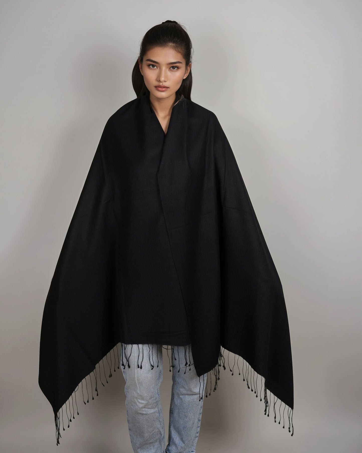 Pashmina 70% Kaschmir Stola black