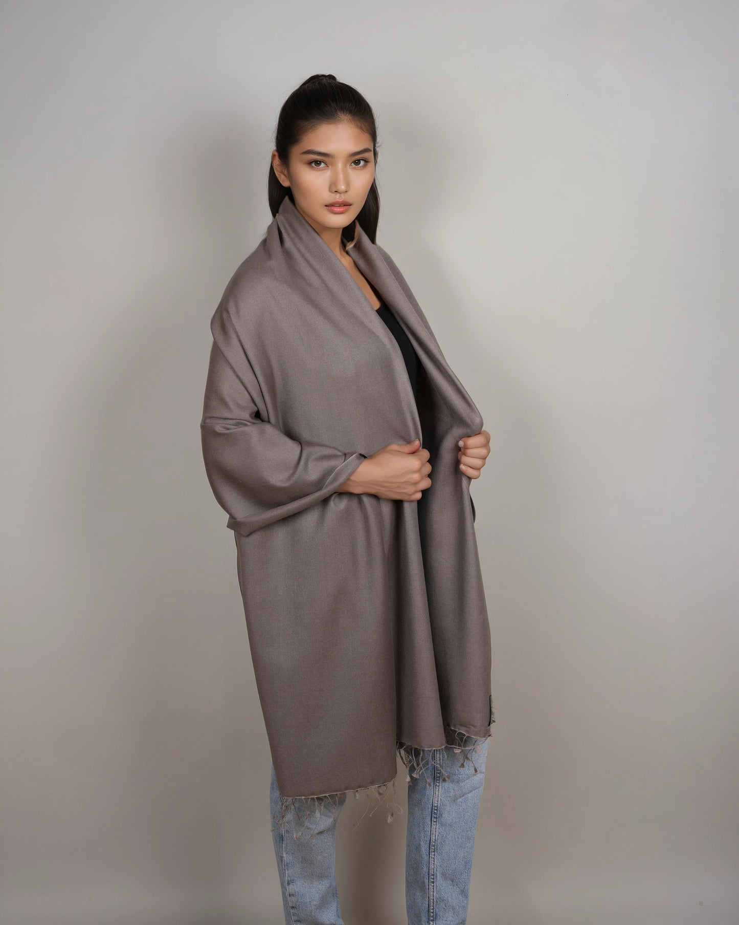Pashmina 70% Kaschmir Stola fungi grey