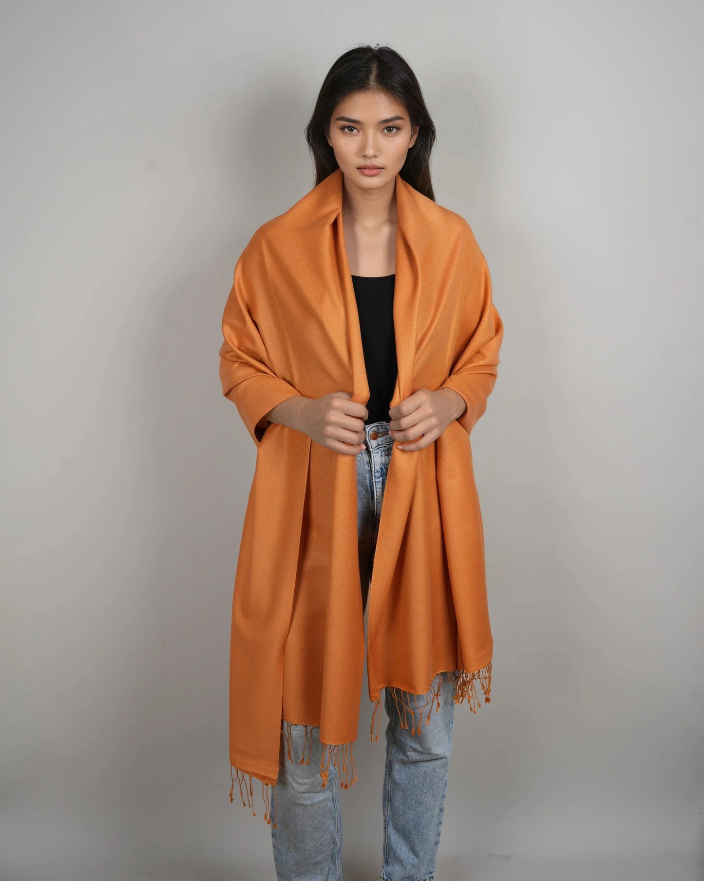 Pashmina 70% Kaschmir Stola marrone dorato