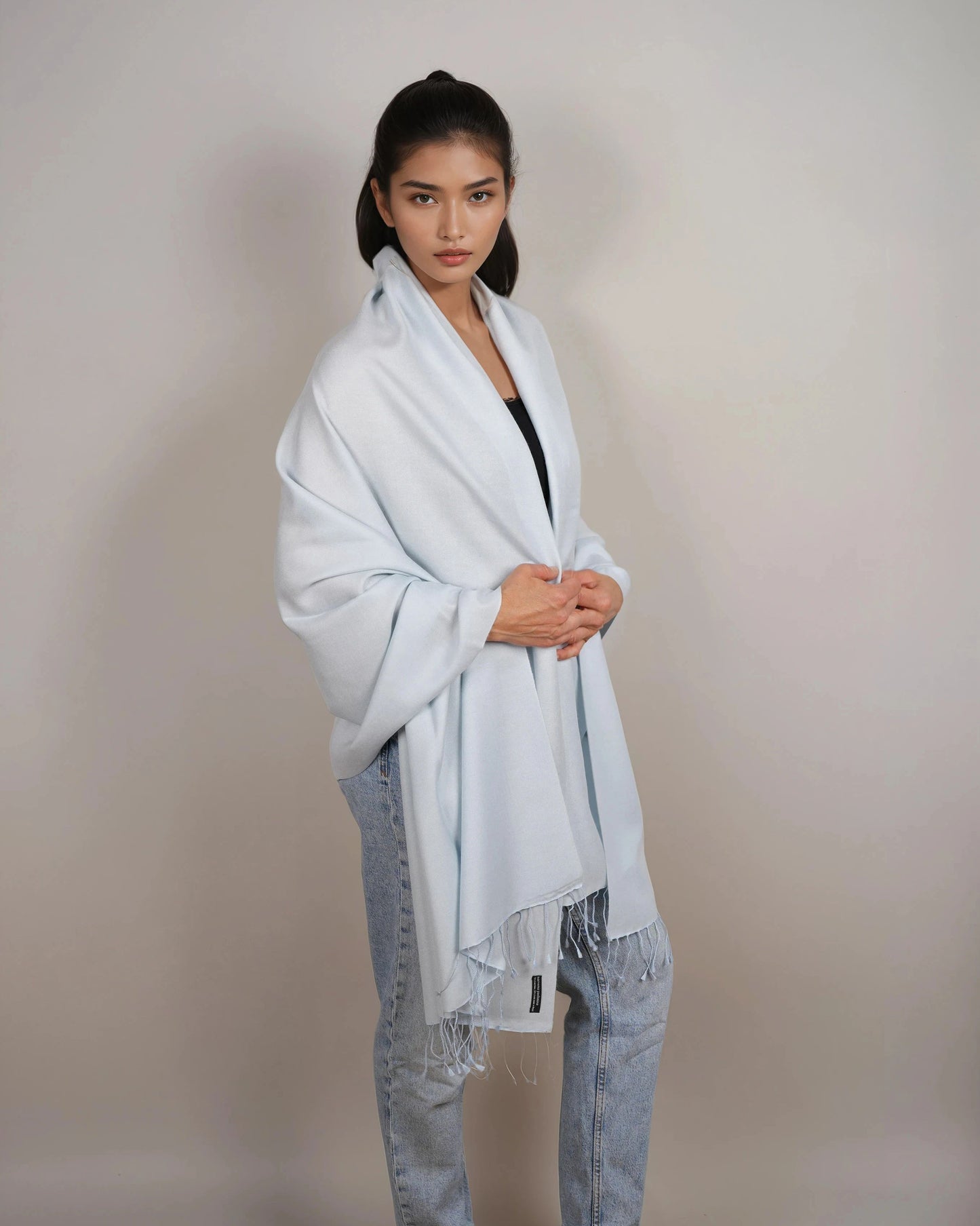 Pashmina 70% Kaschmir Stola pastel blue