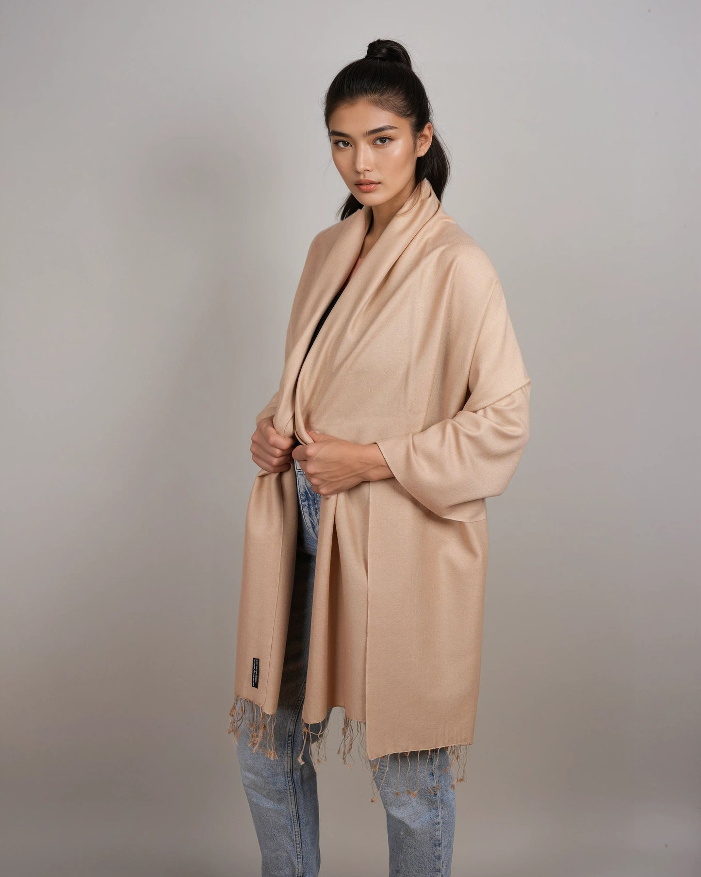 Pashmina 70% Kaschmir Stola sesame