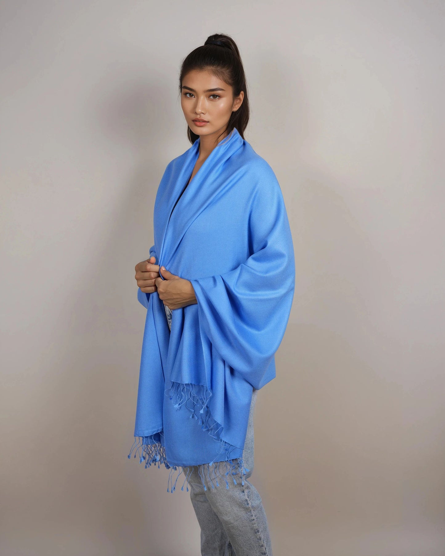Pashmina 70% Kaschmir Stola sky blue