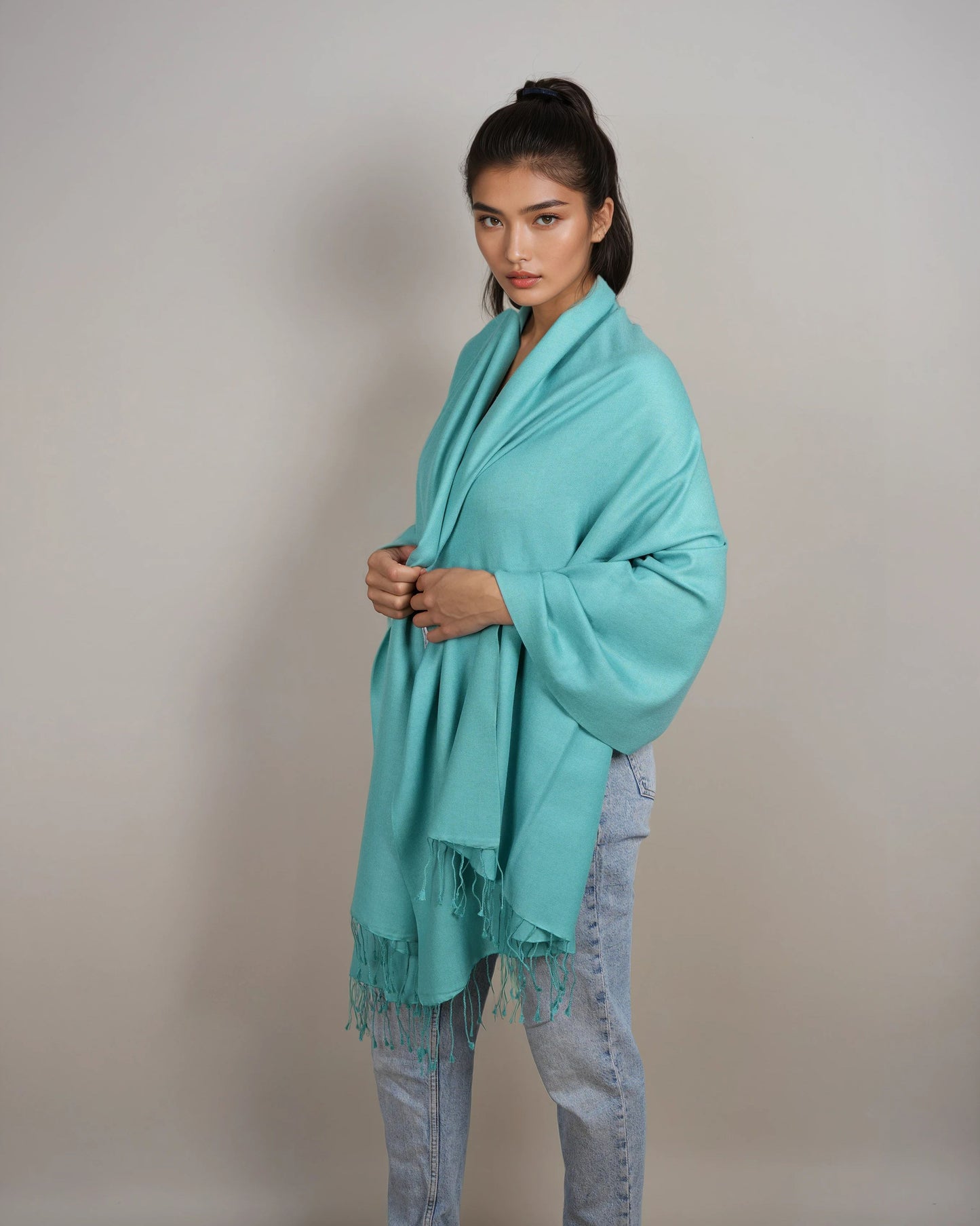 Pashmina 70% Kaschmir Stola tiffany blue