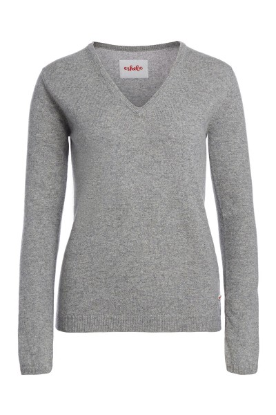 Kaschmirpullover V-Neck grey melange