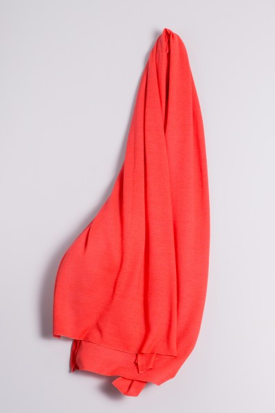 Fine knit cashmere stole coral